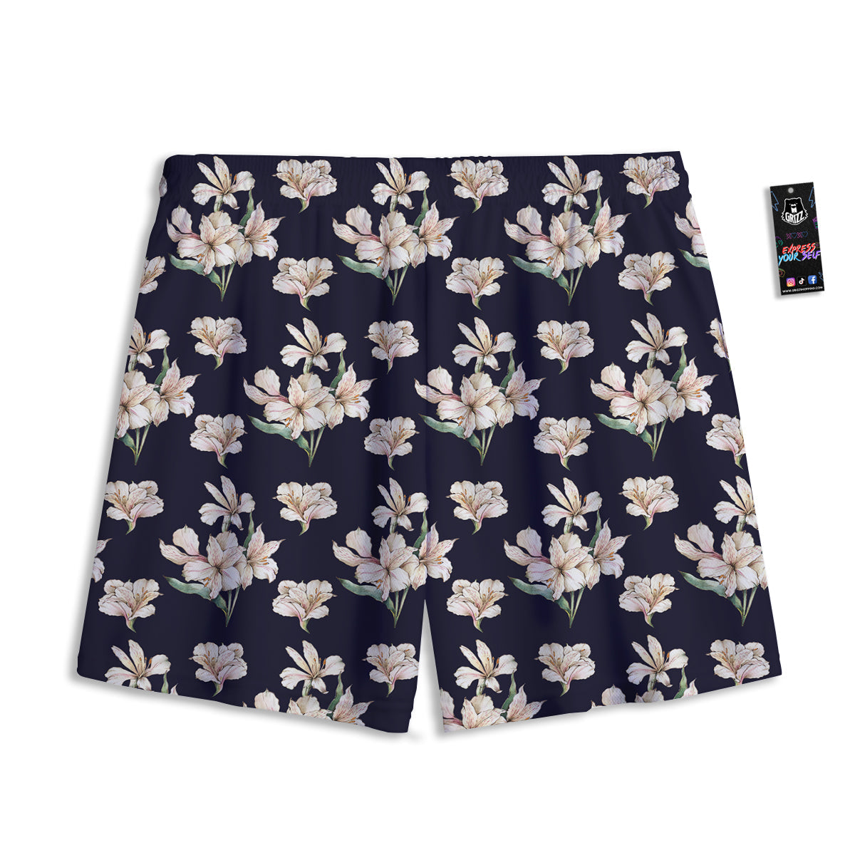 Alstroemeria Watercolor Print Pattern Mesh Shorts