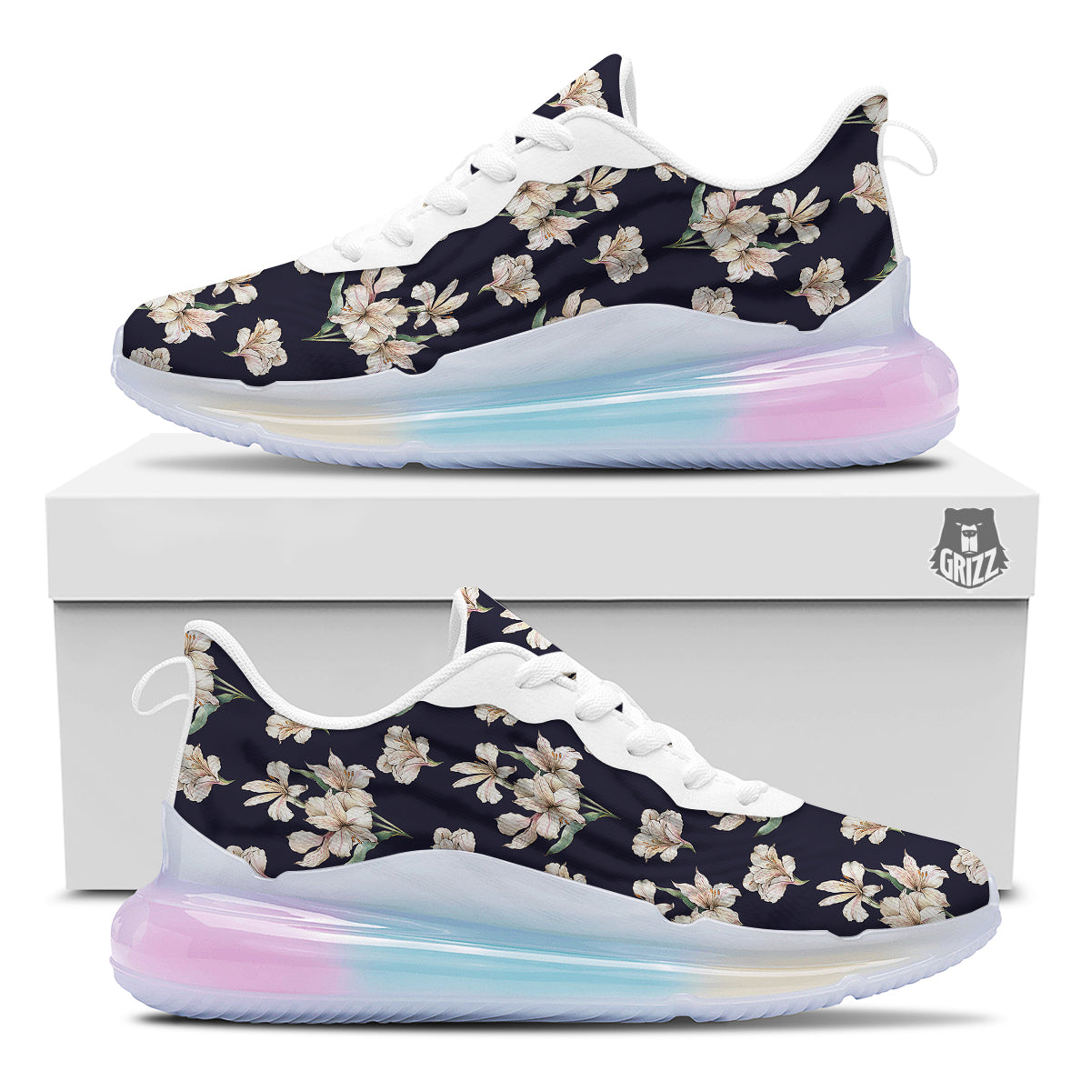 Alstroemeria Watercolor Print Pattern Running Sneakers-grizzshop