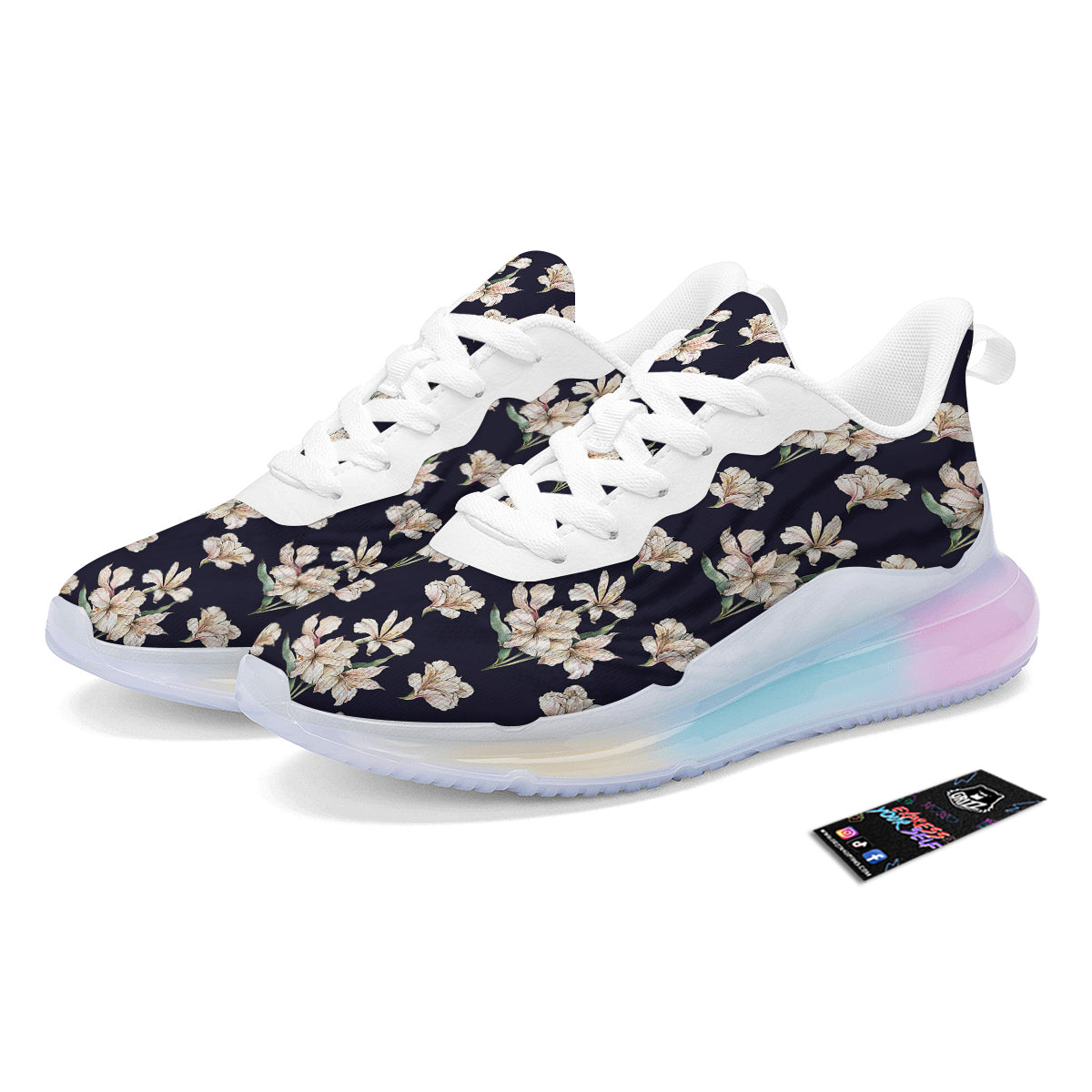Alstroemeria Watercolor Print Pattern Running Sneakers-grizzshop
