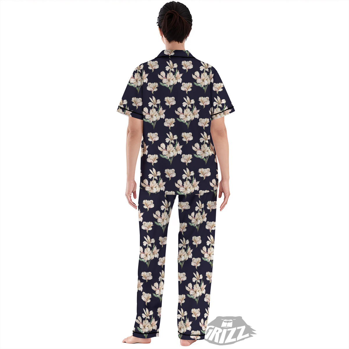 Alstroemeria Watercolor Print Pattern Women's Pajamas Set-grizzshop