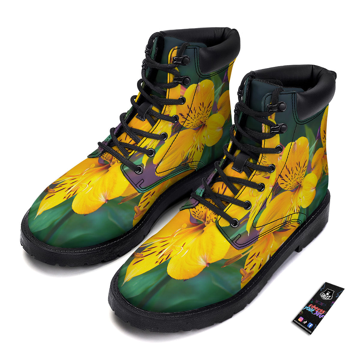 Alstroemeria Yellow Print Boots-grizzshop