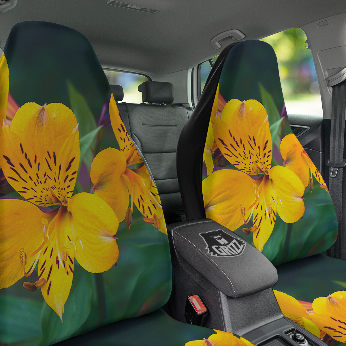 Alstroemeria Yellow Print Car Seat Covers-grizzshop