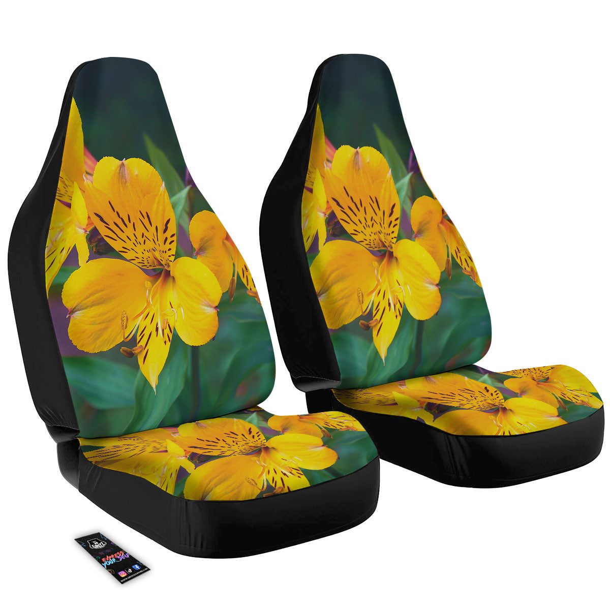 Alstroemeria Yellow Print Car Seat Covers-grizzshop
