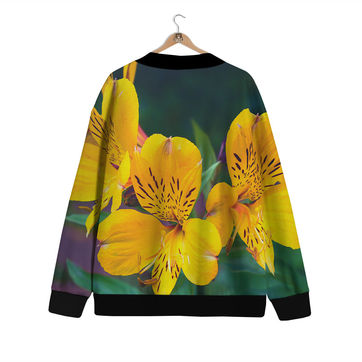 Alstroemeria Yellow Print Cardigan-grizzshop