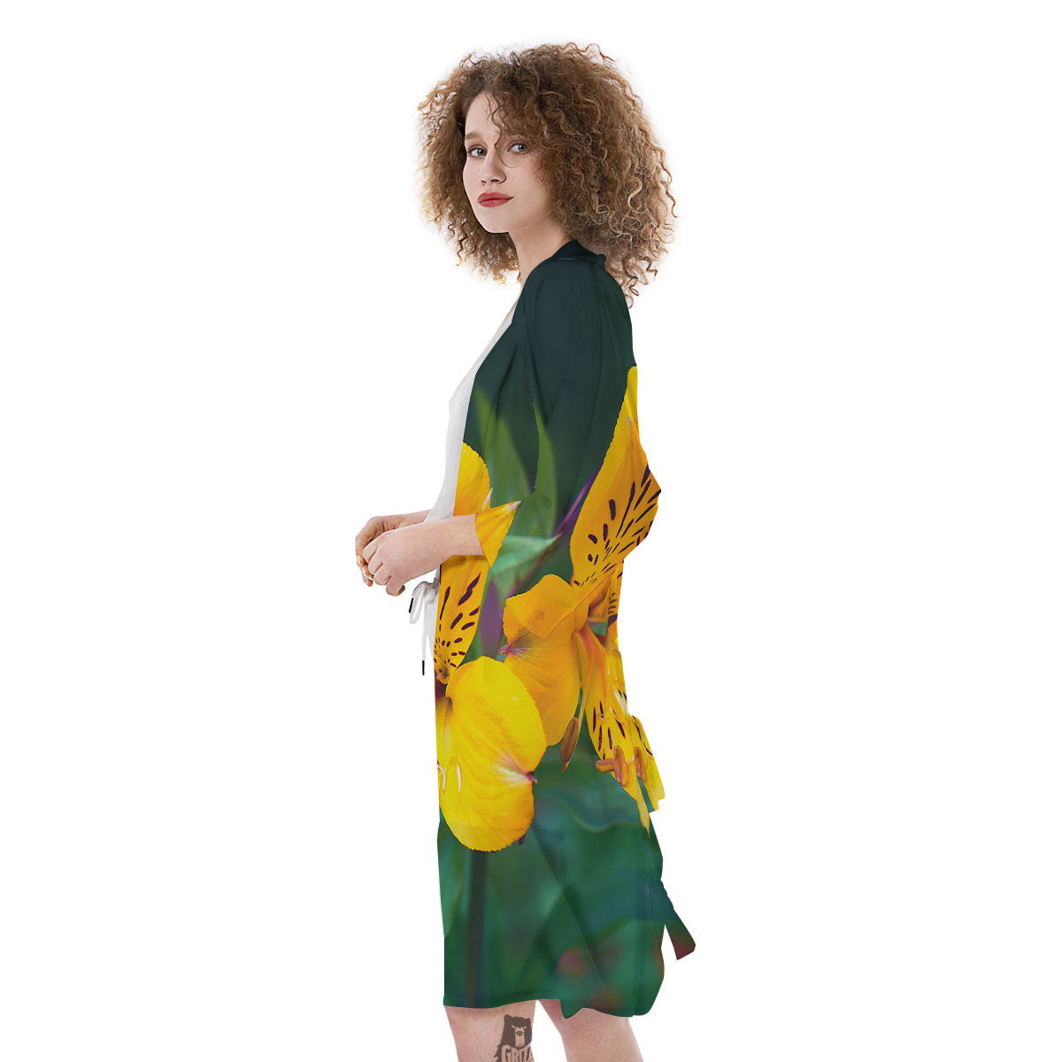Alstroemeria Yellow Print Kimono-grizzshop