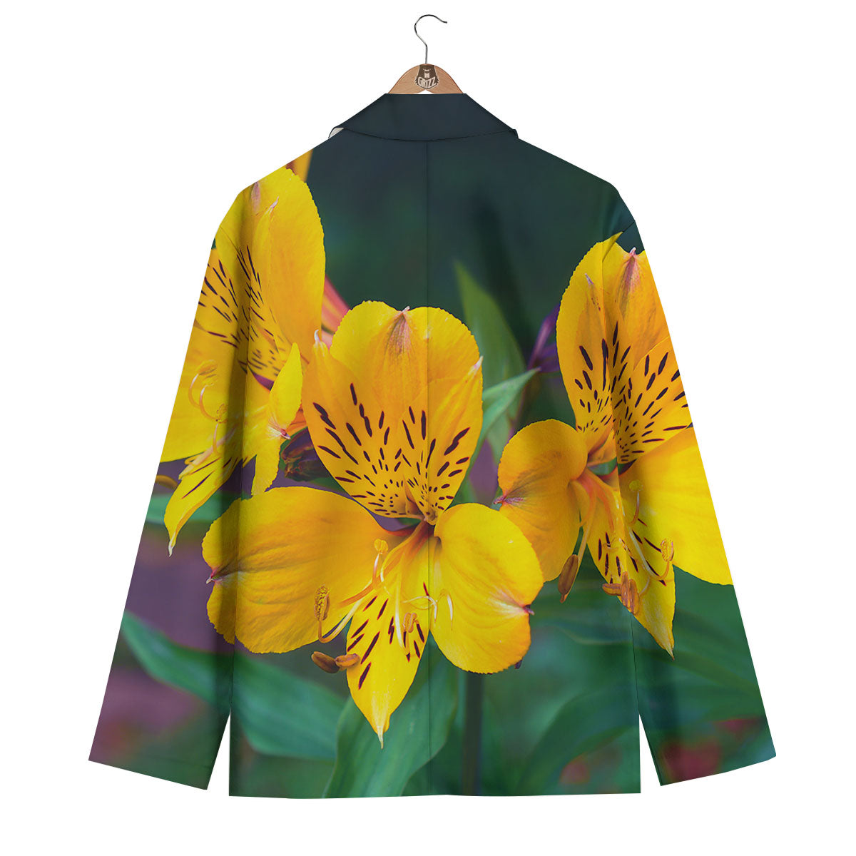 Alstroemeria Yellow Print Men's Blazer-grizzshop