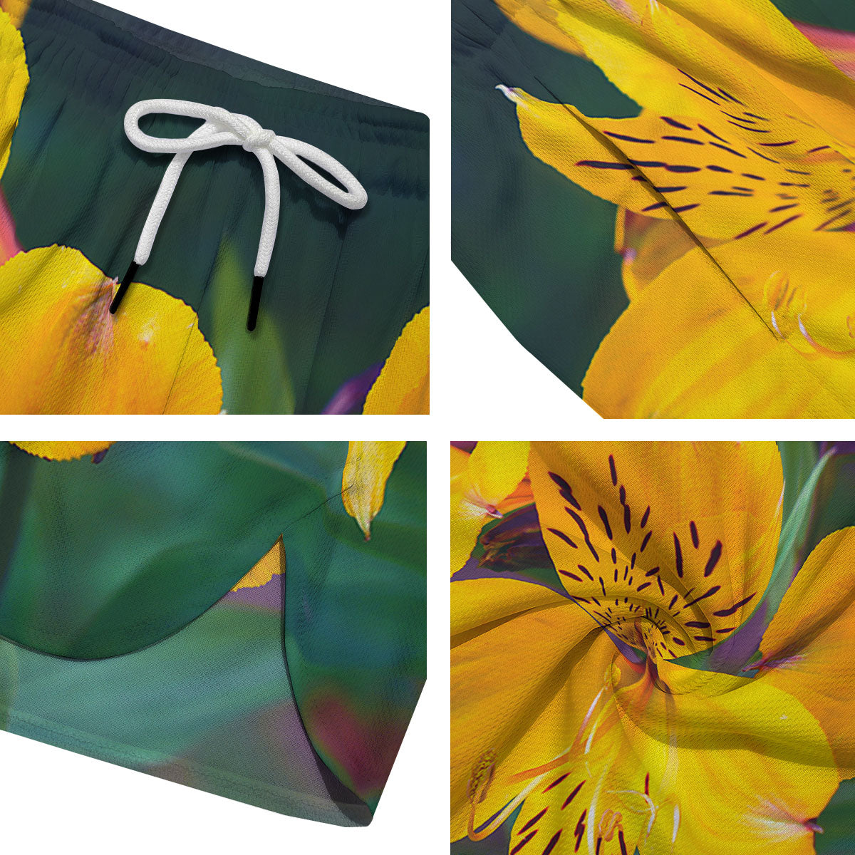 Alstroemeria Yellow Print Men's Running Shorts-grizzshop