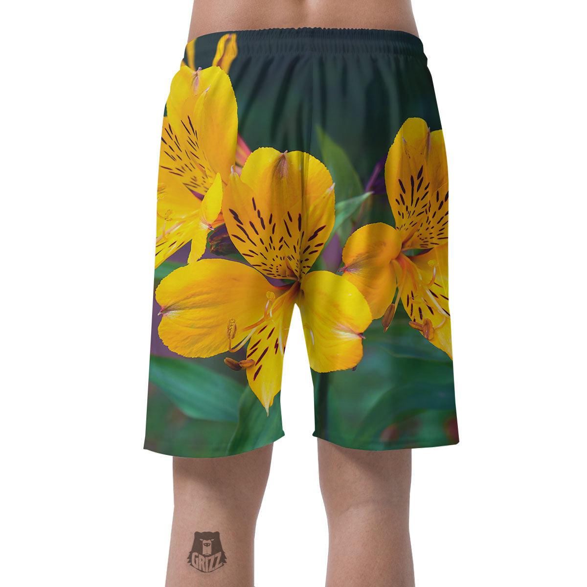 Alstroemeria Yellow Print Men's Shorts-grizzshop