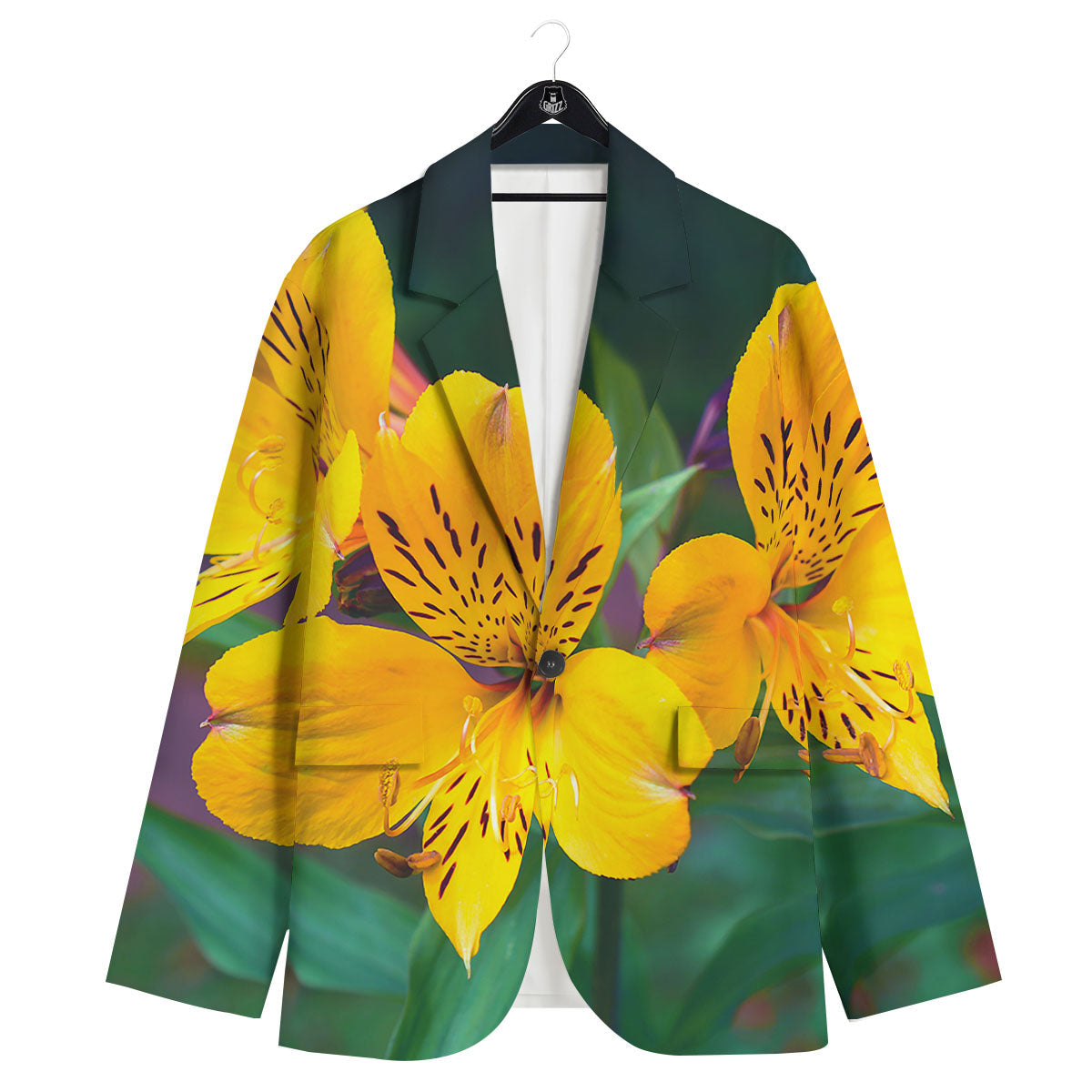 Alstroemeria Yellow Print Men's Sport Coat-grizzshop