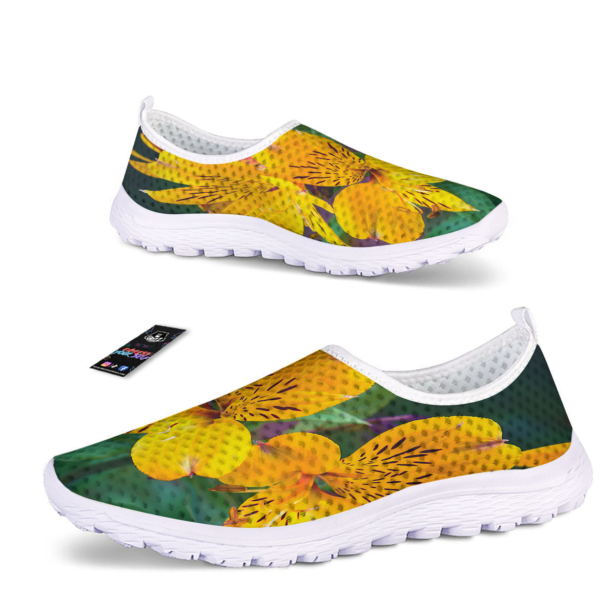 Alstroemeria Yellow Print Nurse Shoes-grizzshop