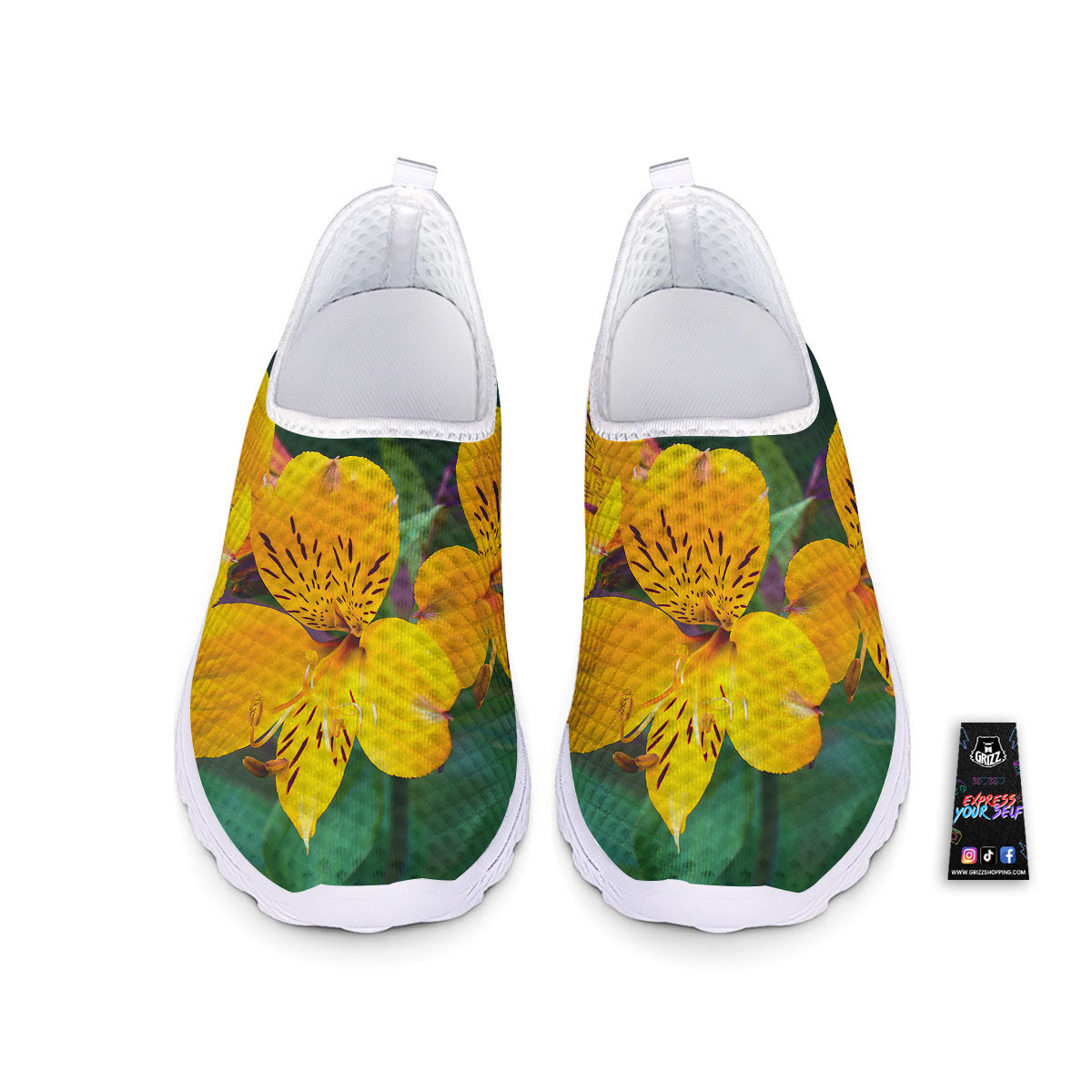 Alstroemeria Yellow Print Nurse Shoes-grizzshop