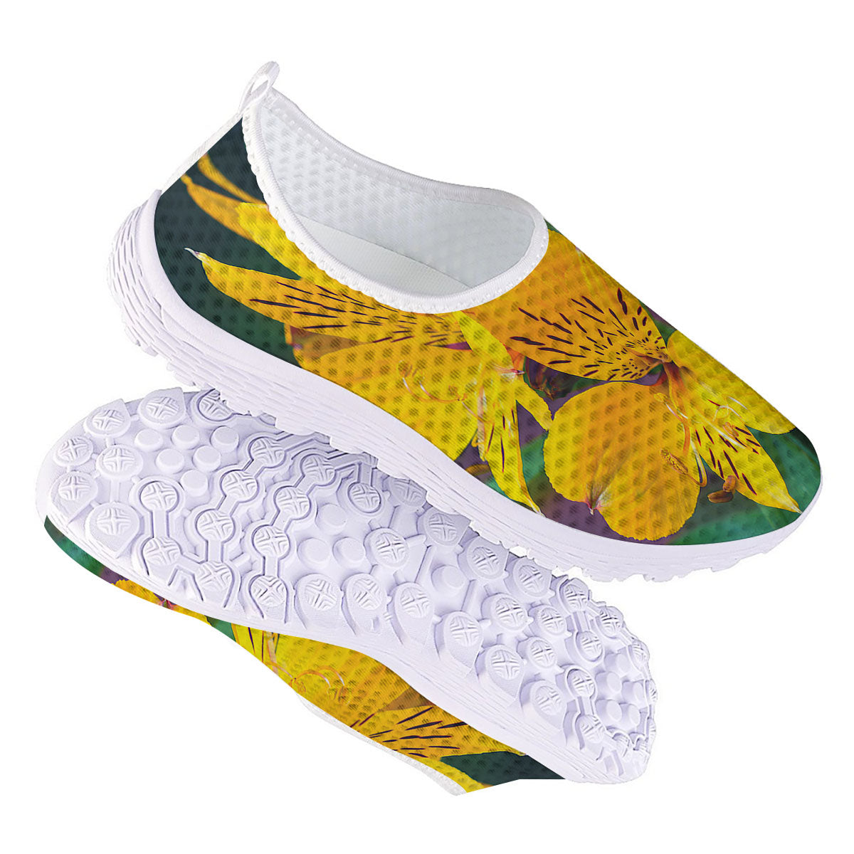 Alstroemeria Yellow Print Nurse Shoes-grizzshop