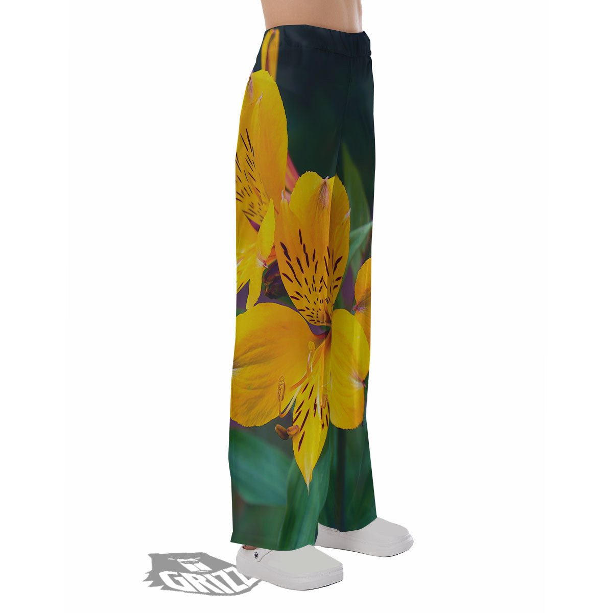Alstroemeria Yellow Print Pajama Pants-grizzshop