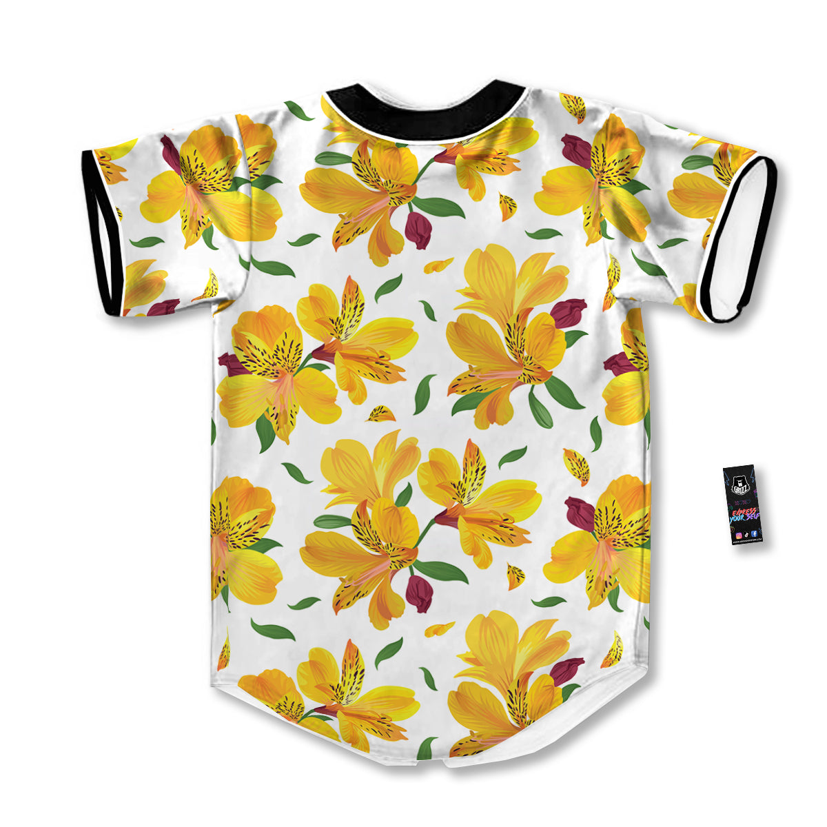 Alstroemeria Yellow Print Pattern Baseball Jersey-grizzshop