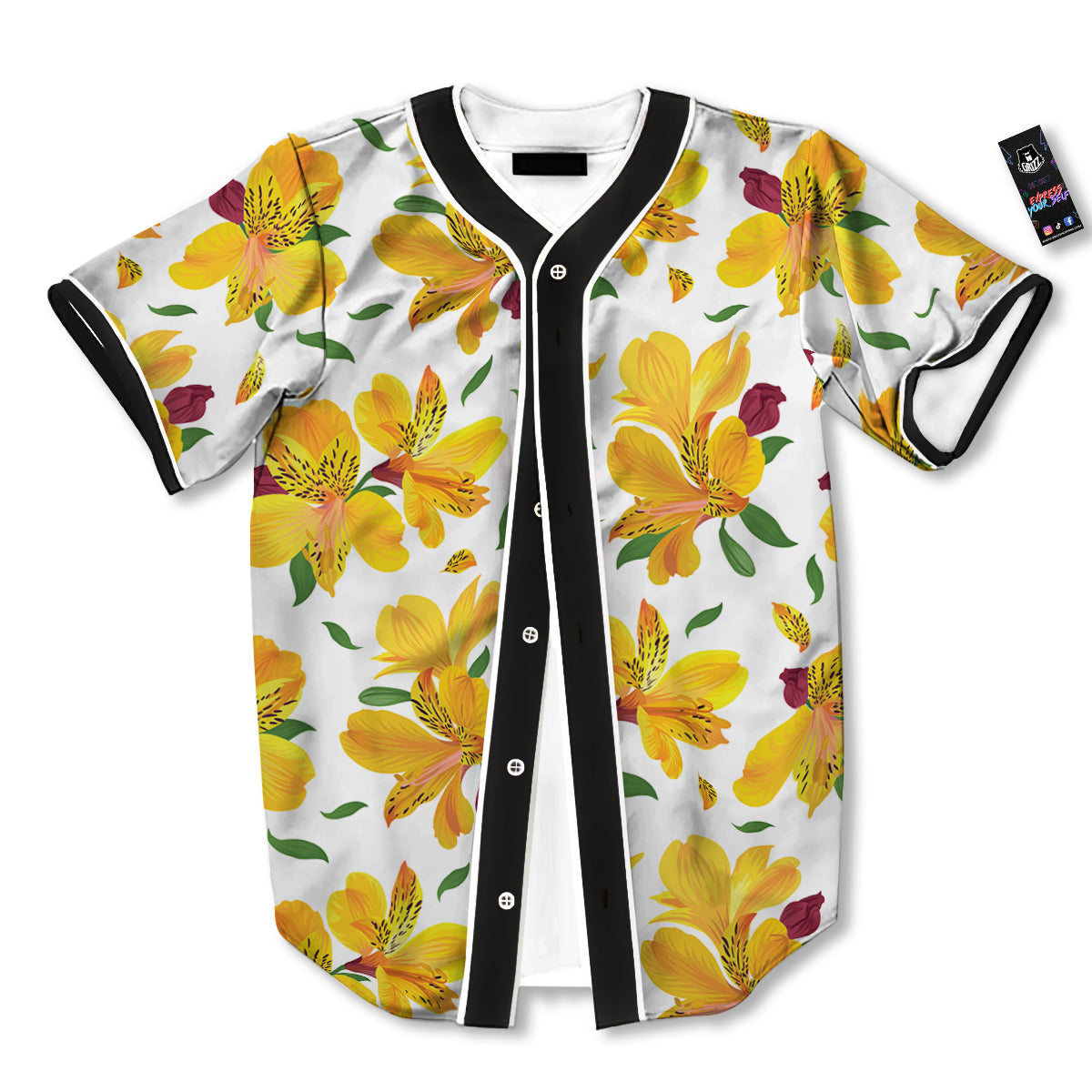Alstroemeria Yellow Print Pattern Baseball Jersey-grizzshop