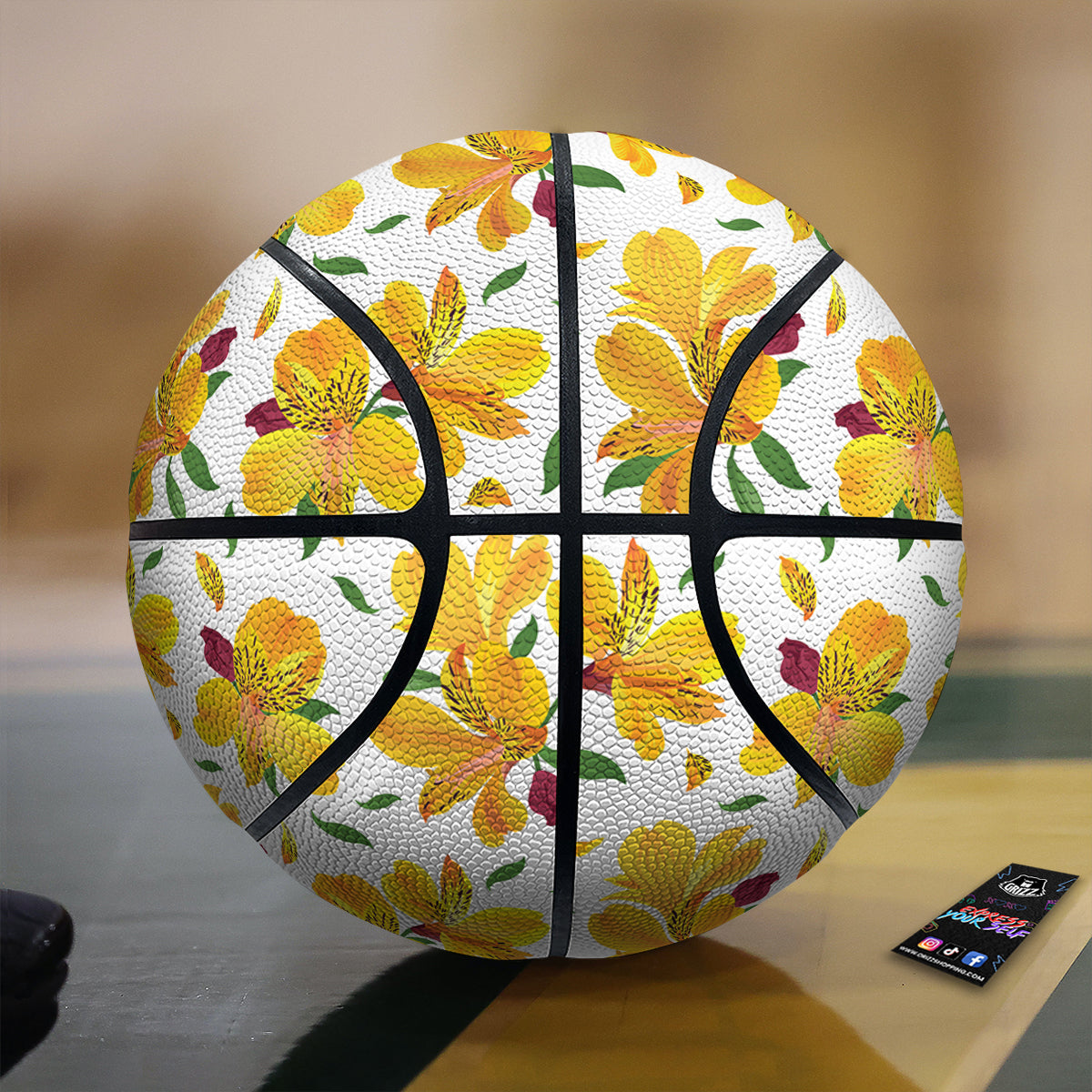 Alstroemeria Yellow Print Pattern Basketball