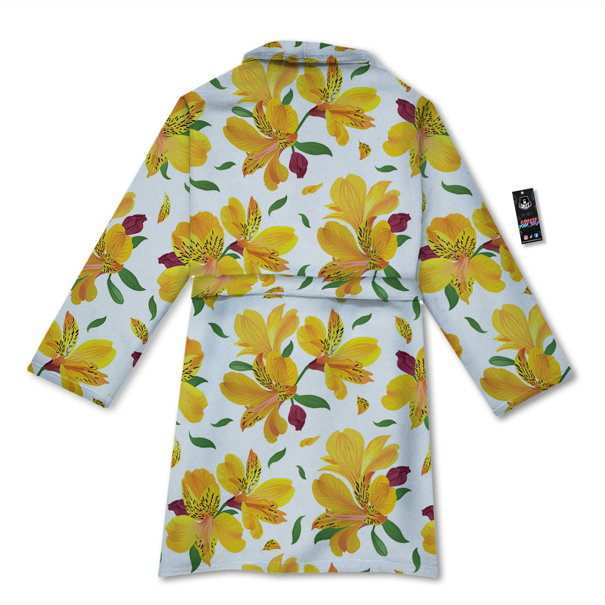 Alstroemeria Yellow Print Pattern Bathrobe-grizzshop