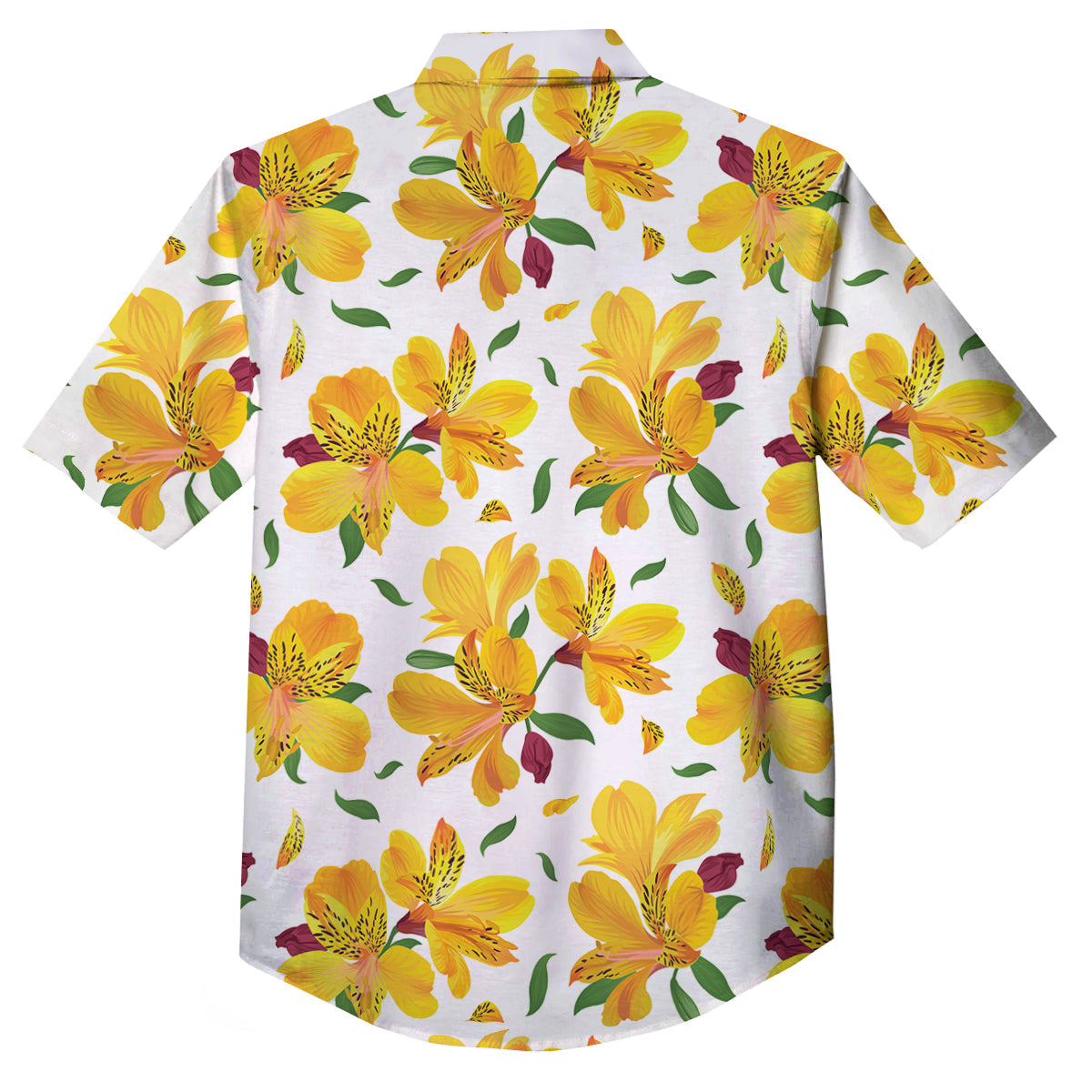 Alstroemeria Yellow Print Pattern Button Up Shirt-grizzshop
