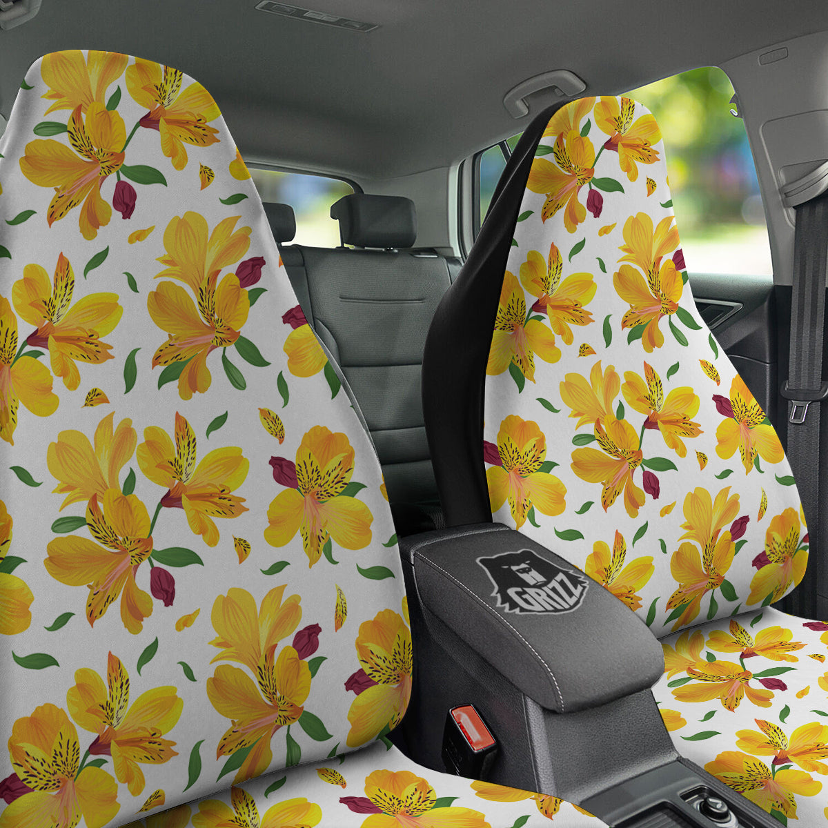 Alstroemeria Yellow Print Pattern Car Seat Covers-grizzshop