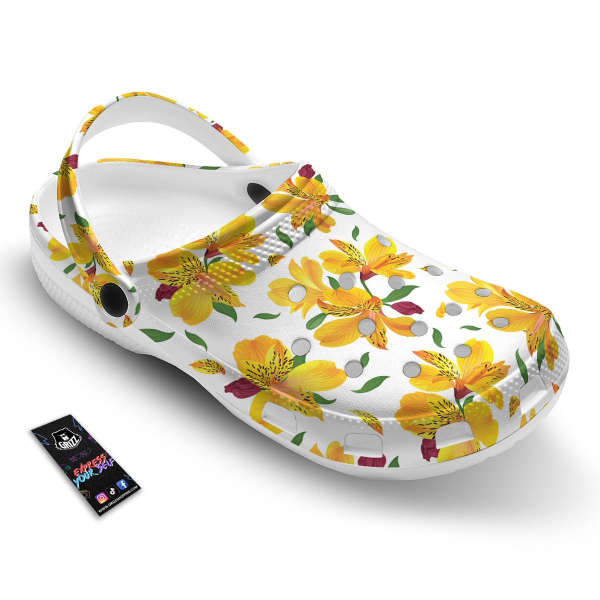 Alstroemeria Yellow Print Pattern Clog-grizzshop
