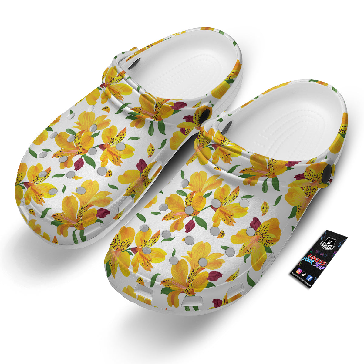 Alstroemeria Yellow Print Pattern Clog-grizzshop