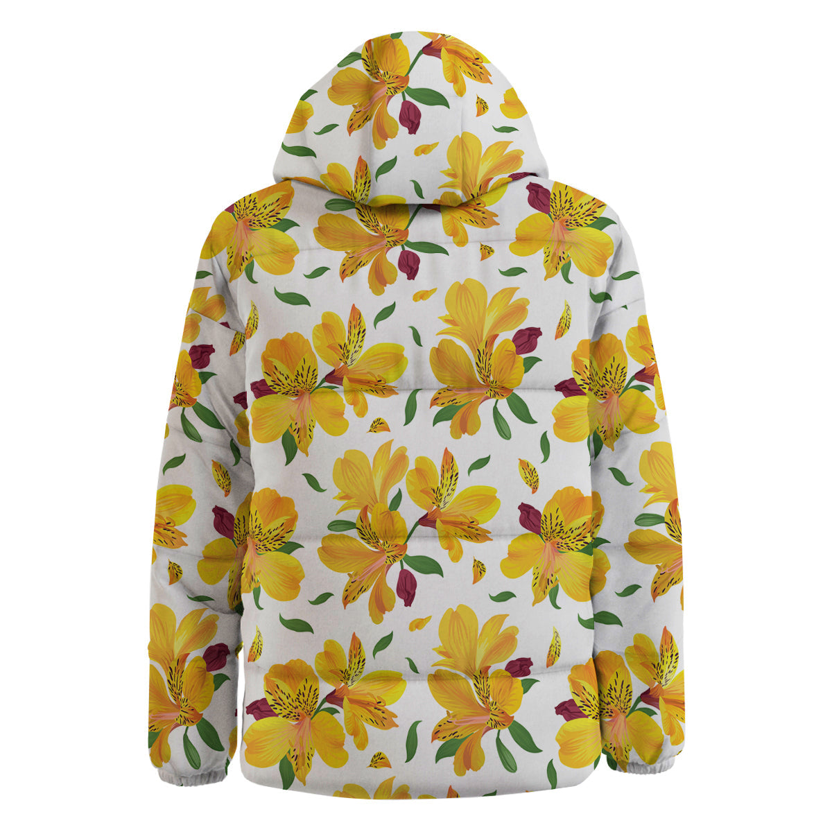 Alstroemeria Yellow Print Pattern Down Jacket-grizzshop