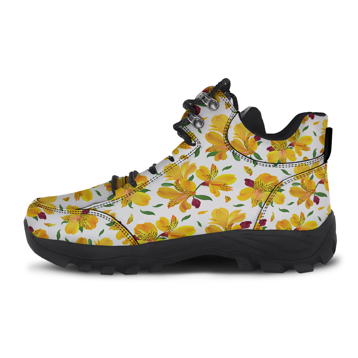 Alstroemeria Yellow Print Pattern Hiking Shoes-grizzshop