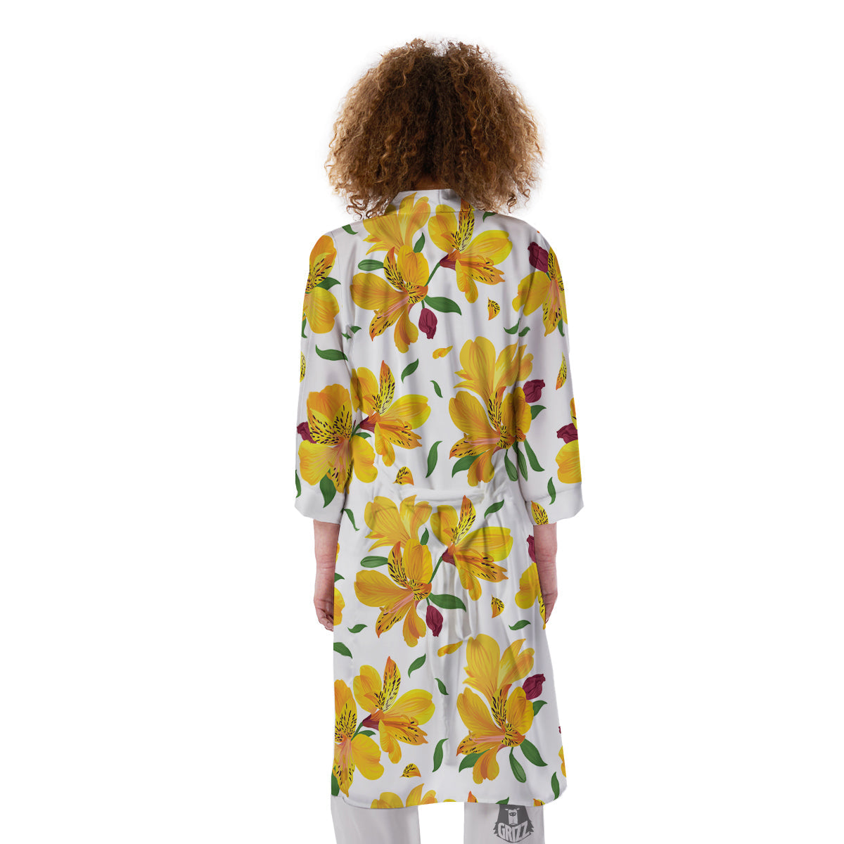 Alstroemeria Yellow Print Pattern Kimono-grizzshop