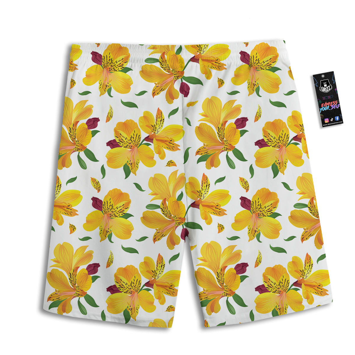 Alstroemeria Yellow Print Pattern Men's Athletic Shorts