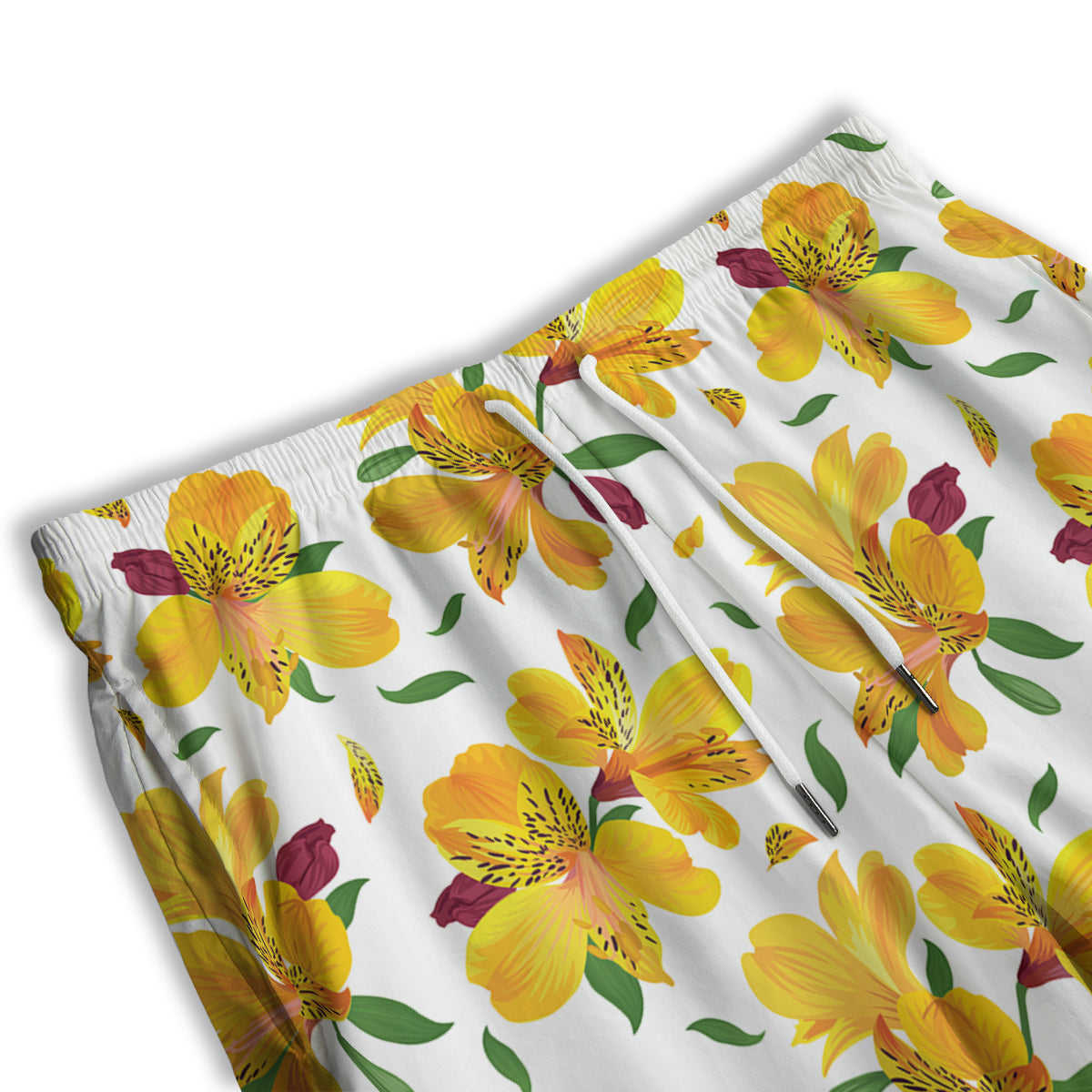 Alstroemeria Yellow Print Pattern Men's Athletic Shorts