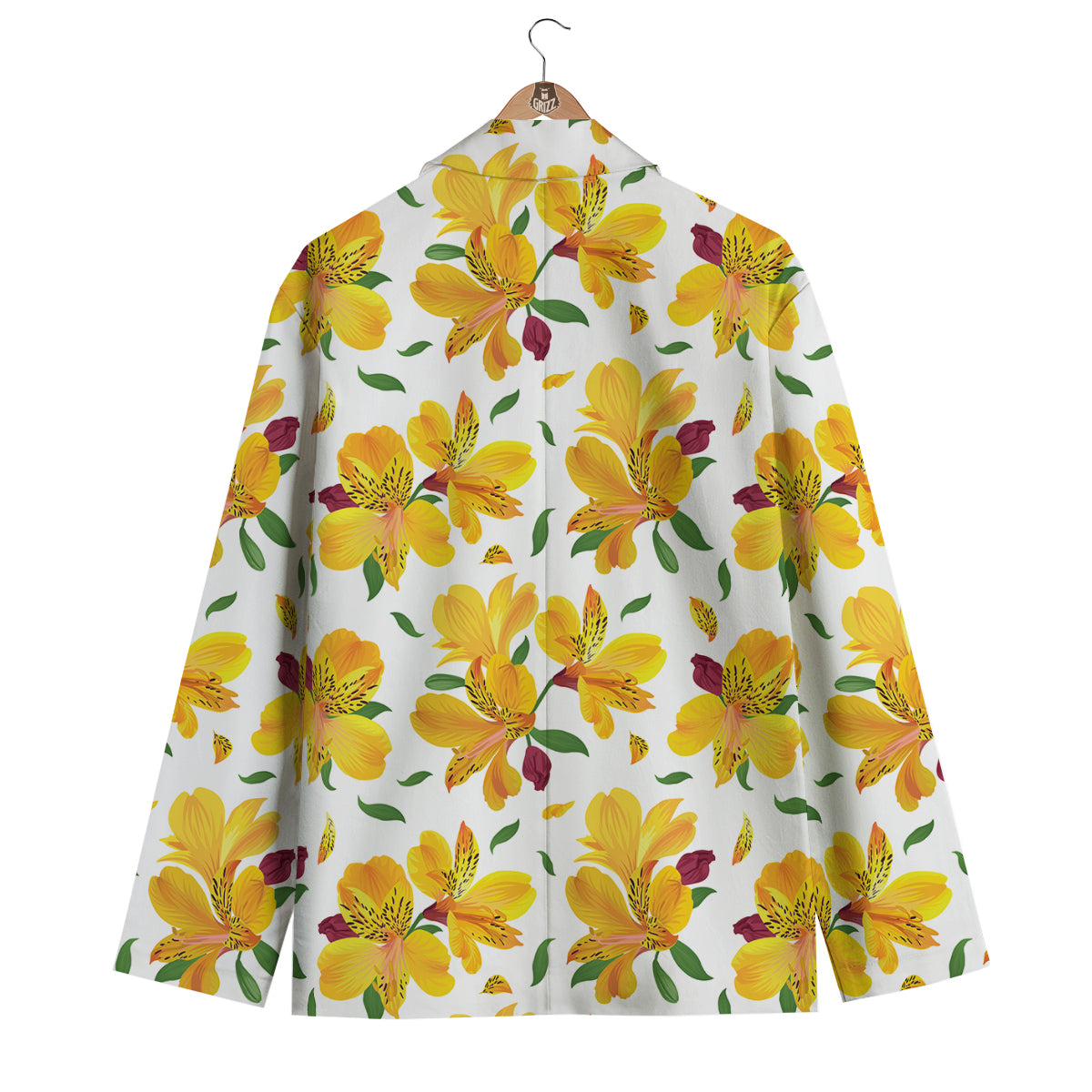 Alstroemeria Yellow Print Pattern Men's Blazer-grizzshop