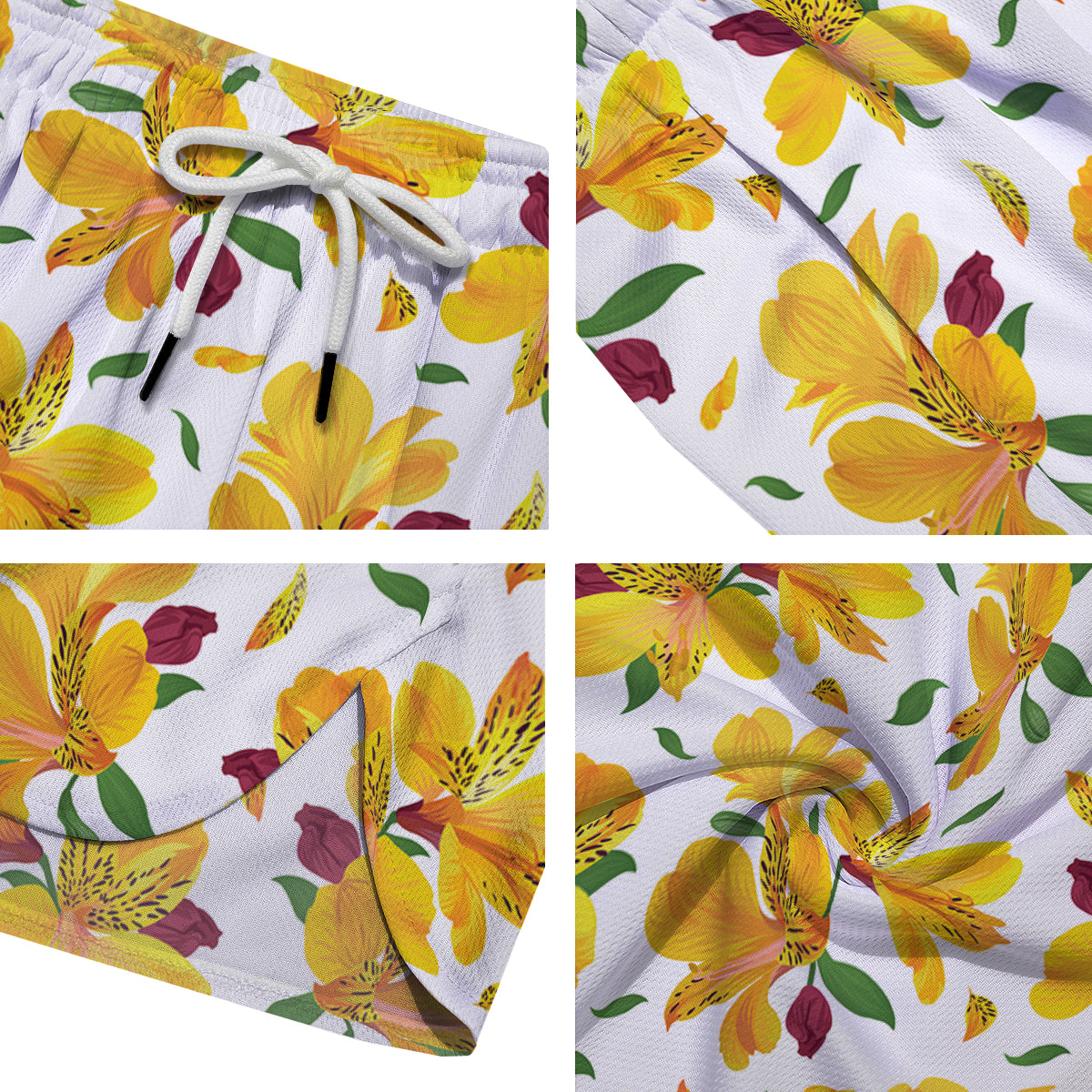 Alstroemeria Yellow Print Pattern Men's Running Shorts-grizzshop