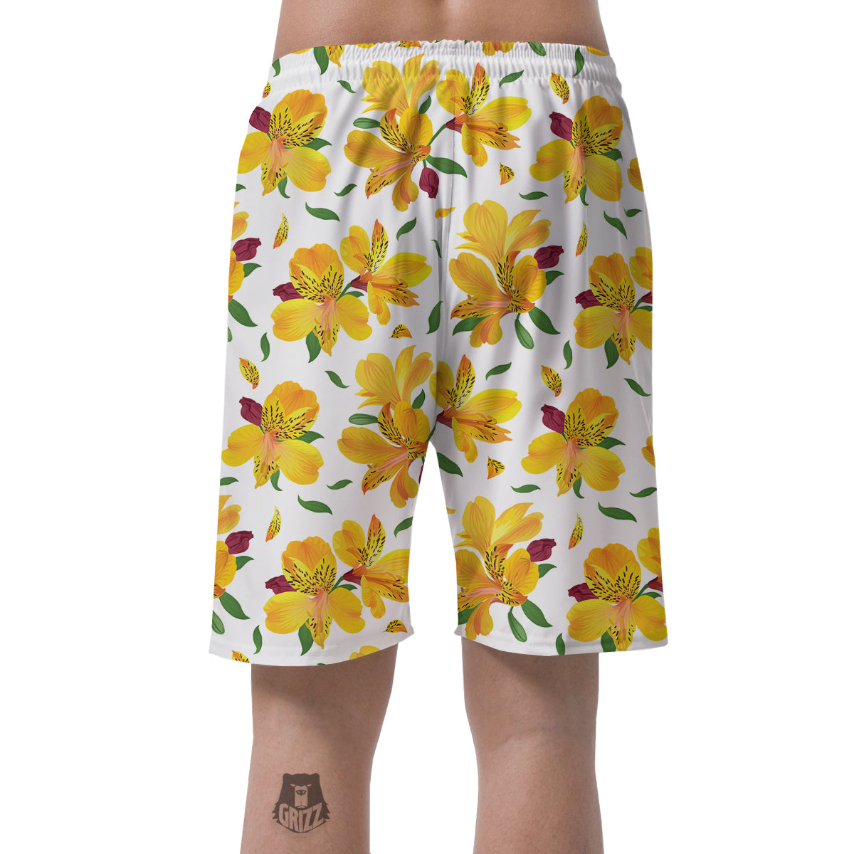 Alstroemeria Yellow Print Pattern Men's Shorts-grizzshop
