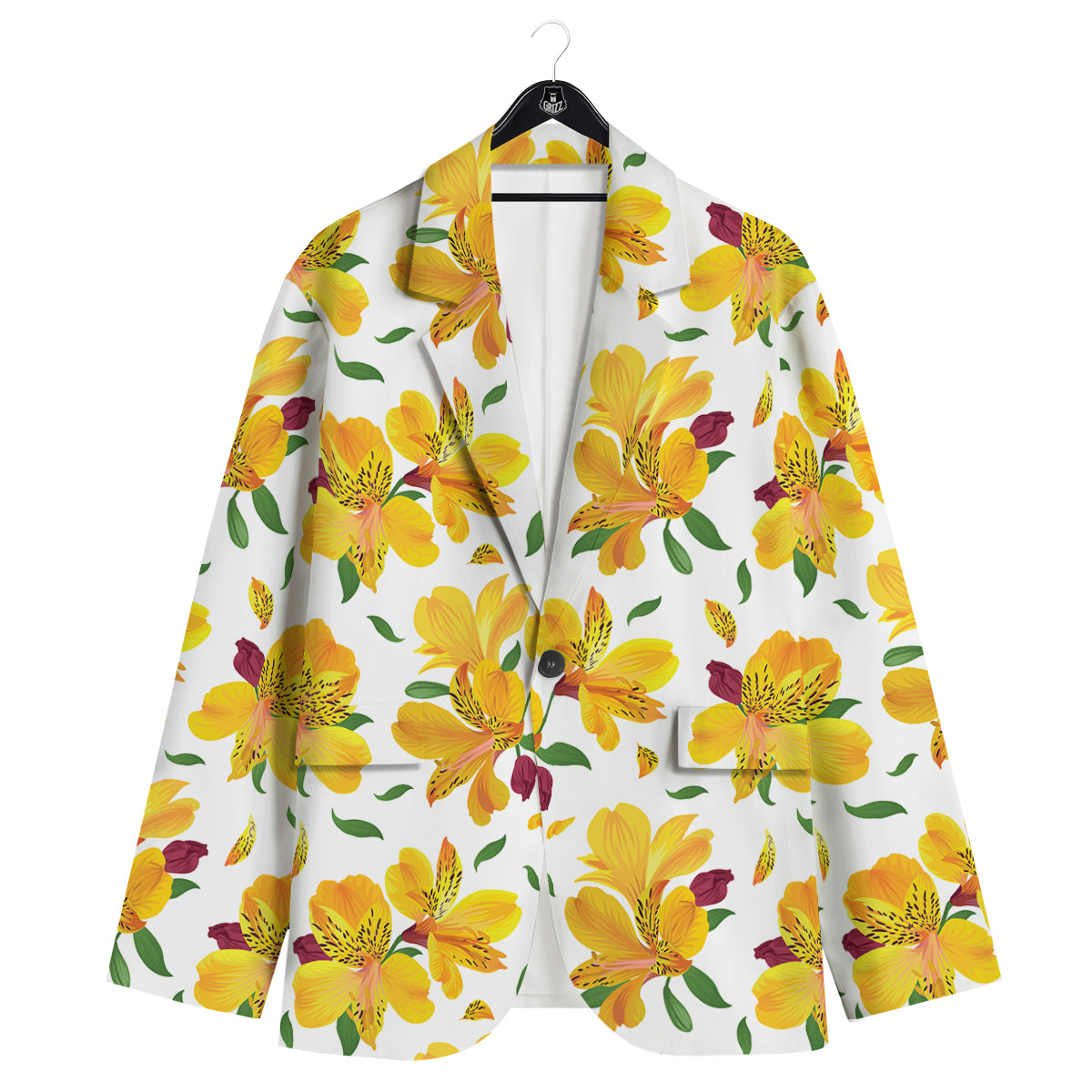 Alstroemeria Yellow Print Pattern Men's Sport Coat-grizzshop