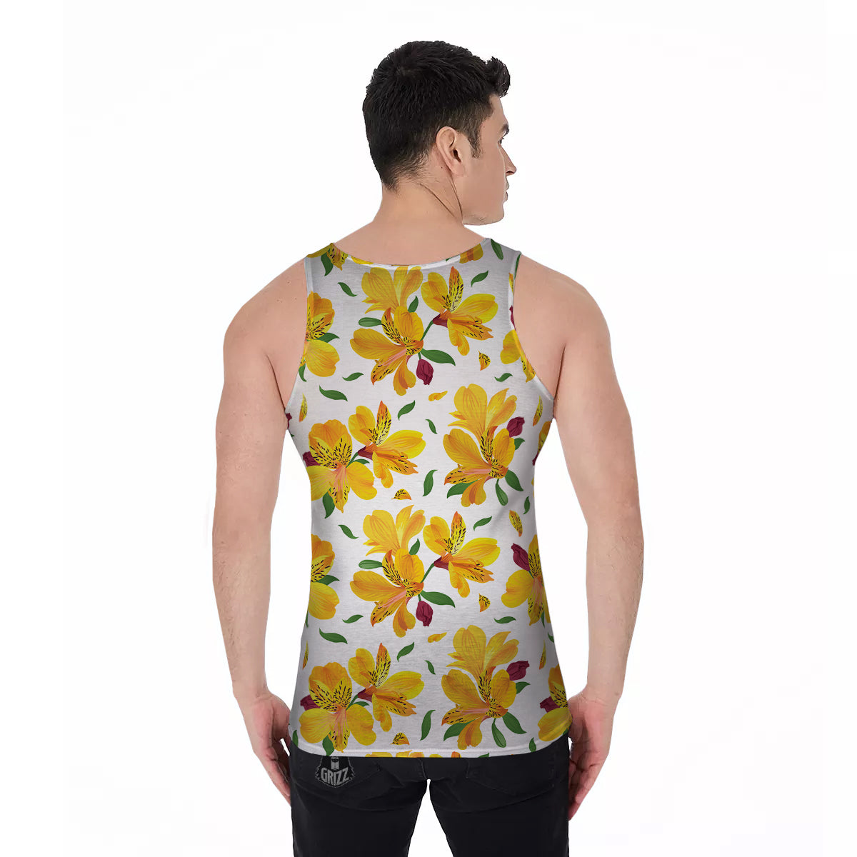Alstroemeria Yellow Print Pattern Men's Tank Top-grizzshop