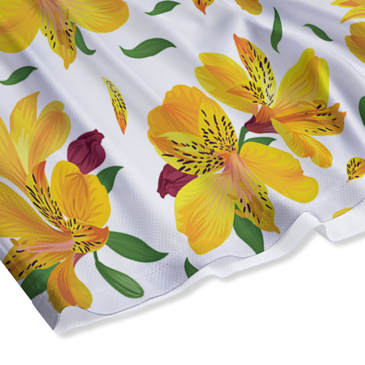 Alstroemeria Yellow Print Pattern Mesh Shorts