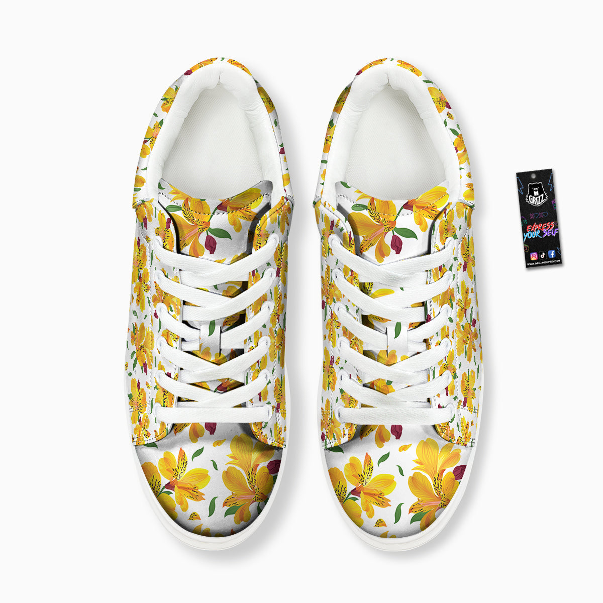 Alstroemeria Yellow Print Pattern Platform Shoes-grizzshop