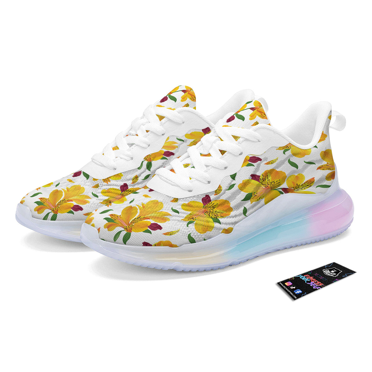 Alstroemeria Yellow Print Pattern Running Sneakers-grizzshop