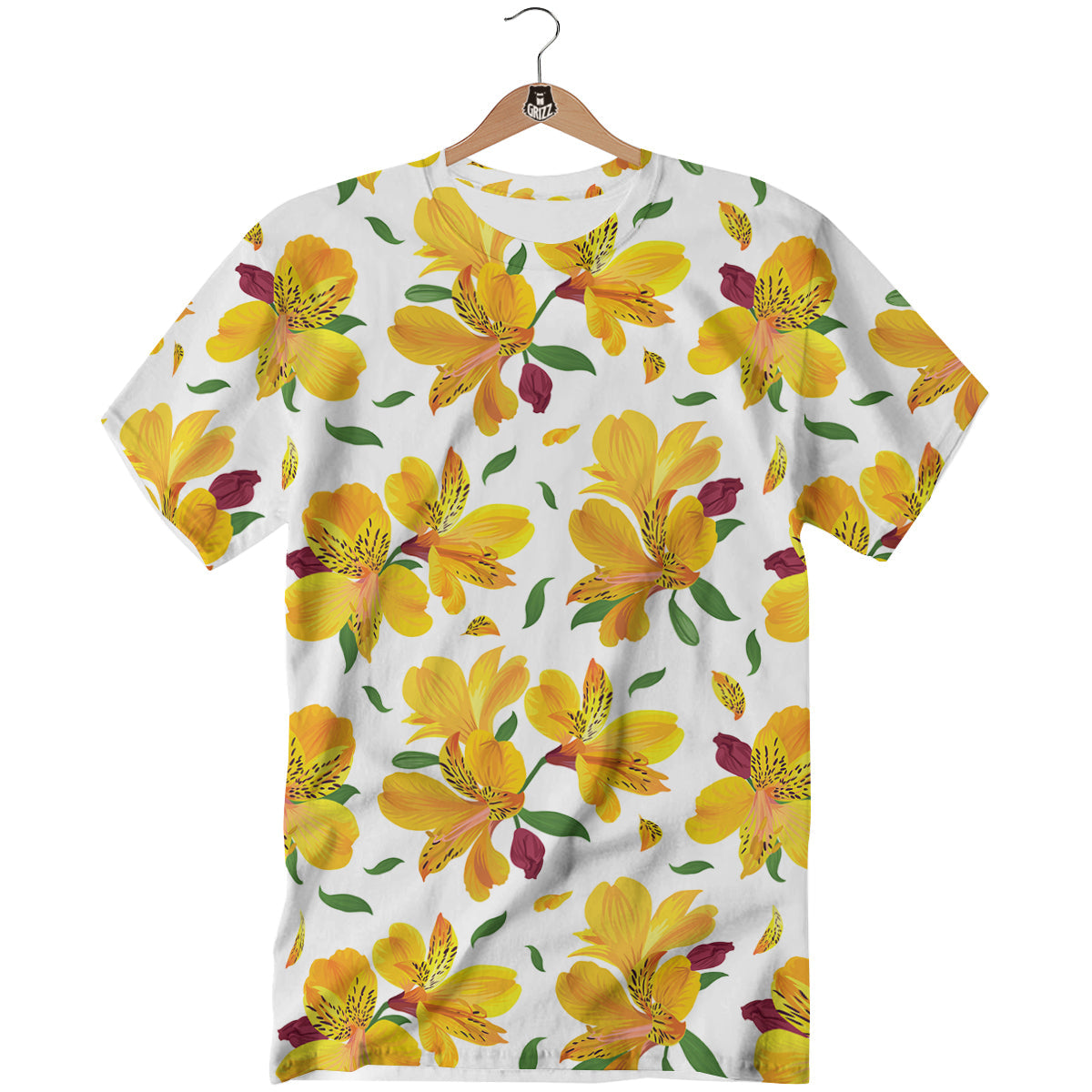 Alstroemeria Yellow Print Pattern T-Shirt-grizzshop