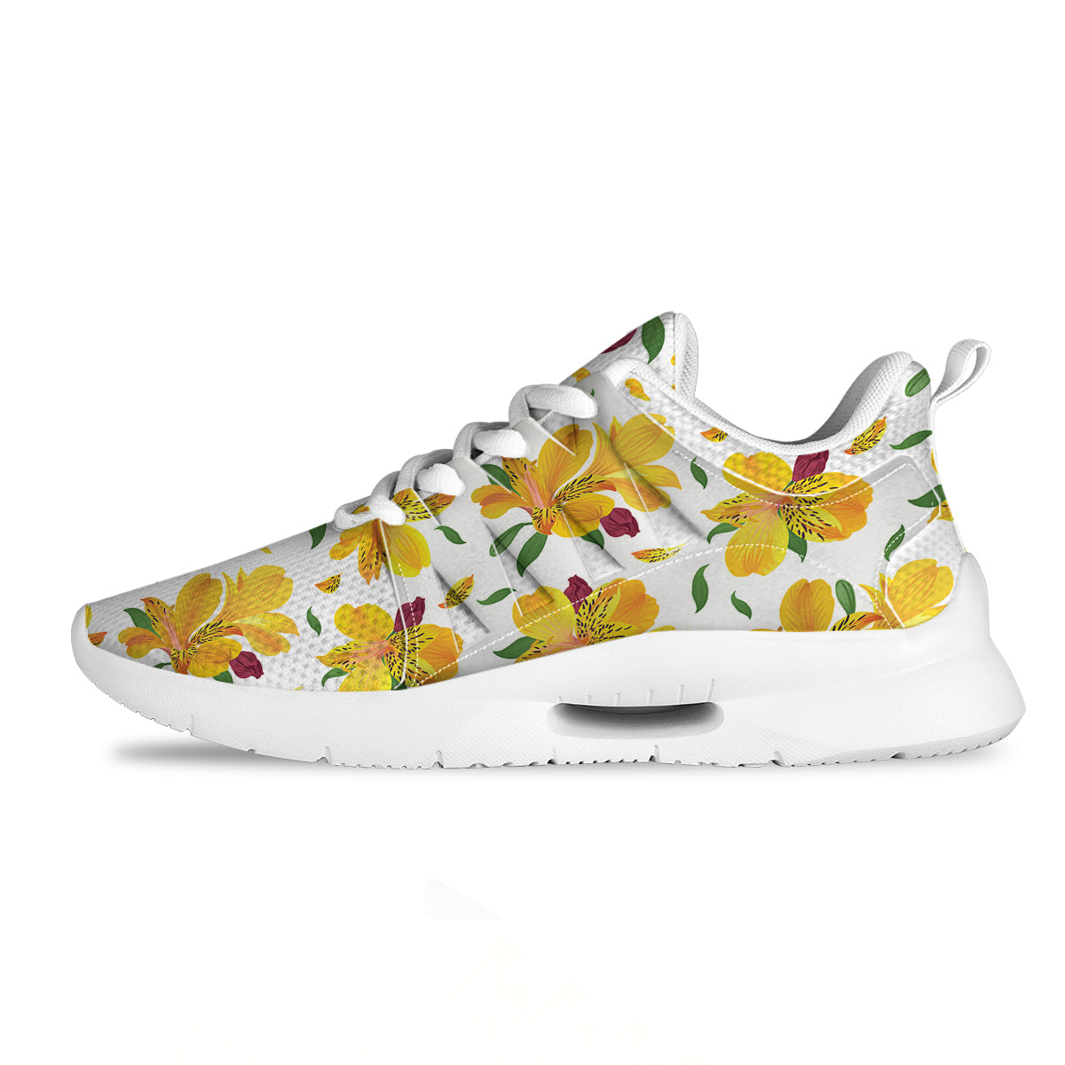 Alstroemeria Yellow Print Pattern Tennis Shoes-grizzshop