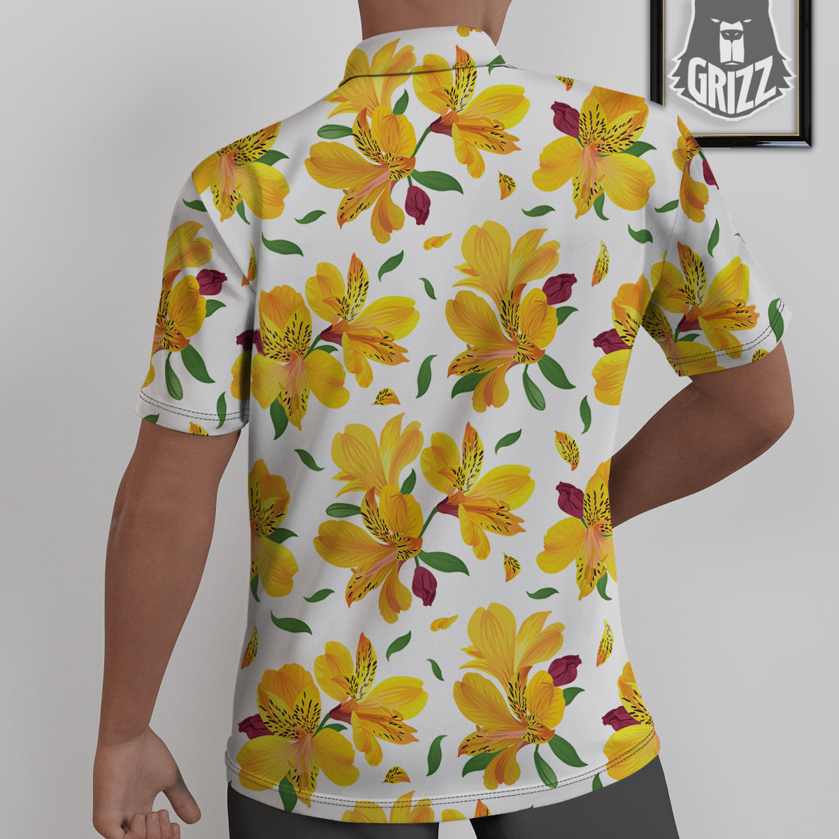 Alstroemeria Yellow Print Pattern Untucked Shirts-grizzshop