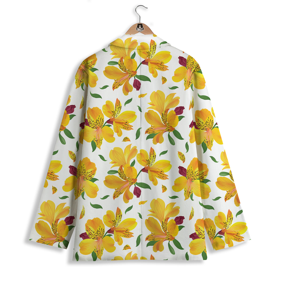 Alstroemeria Yellow Print Pattern Women's Blazer-grizzshop