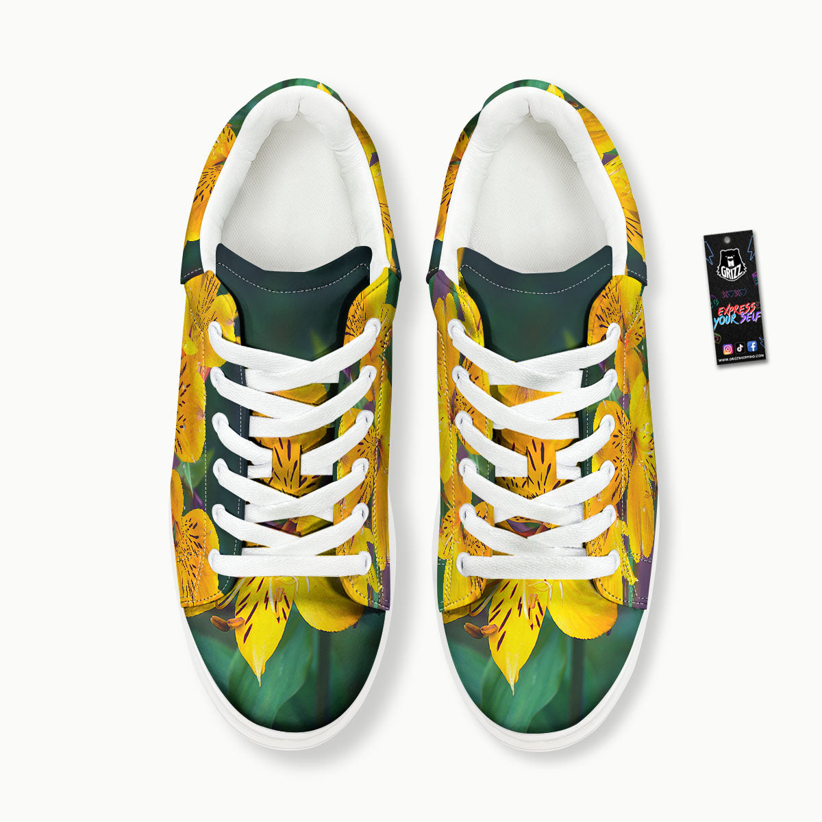 Alstroemeria Yellow Print Platform Shoes-grizzshop