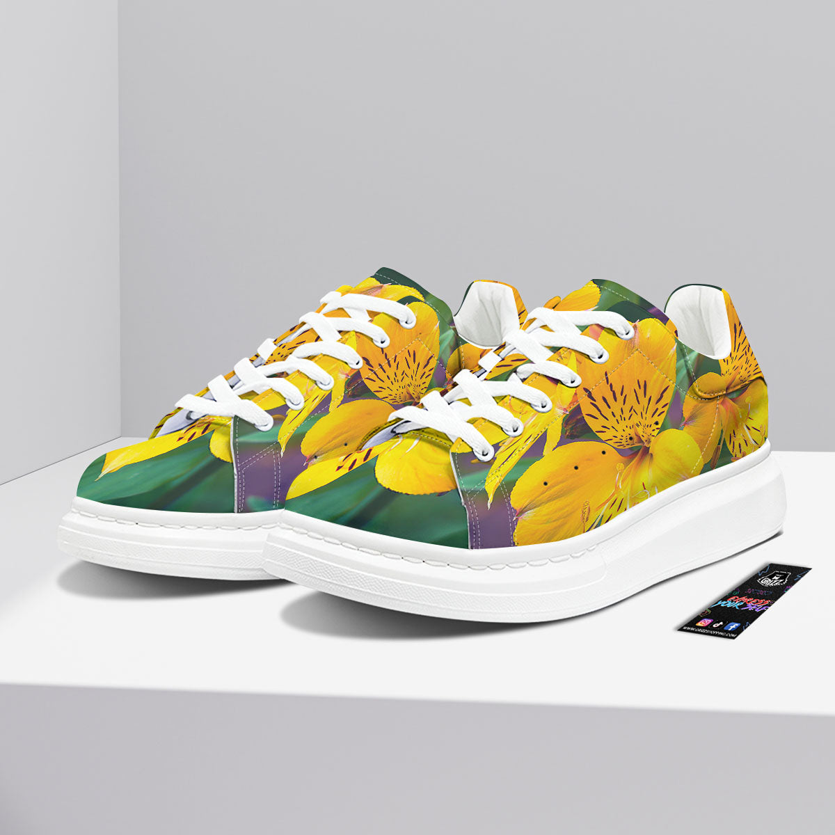 Alstroemeria Yellow Print Platform Shoes-grizzshop