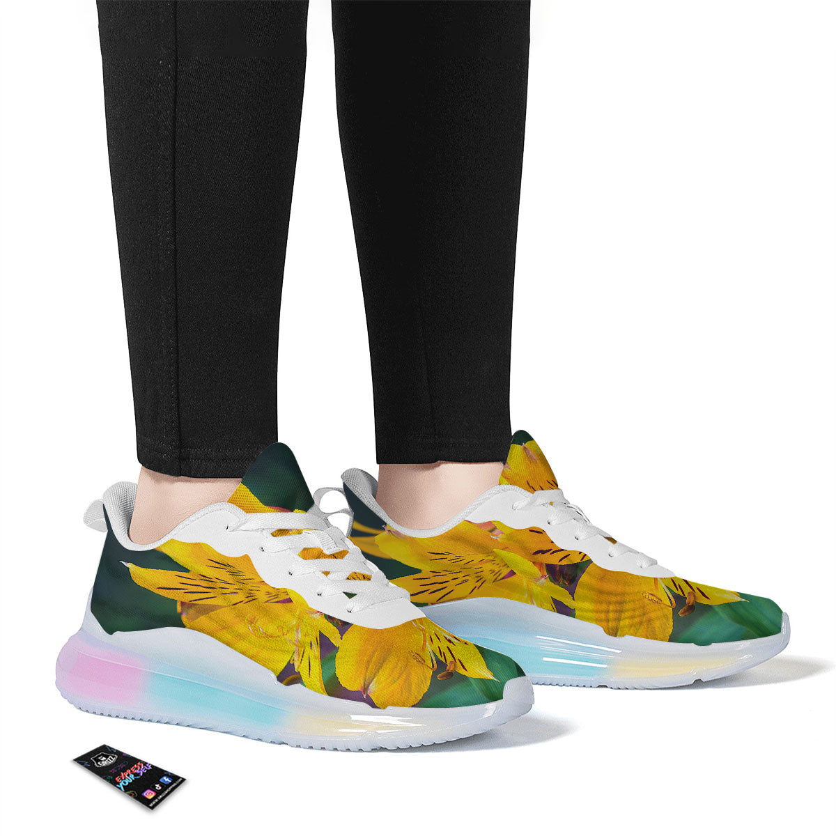 Alstroemeria Yellow Print Running Sneakers-grizzshop