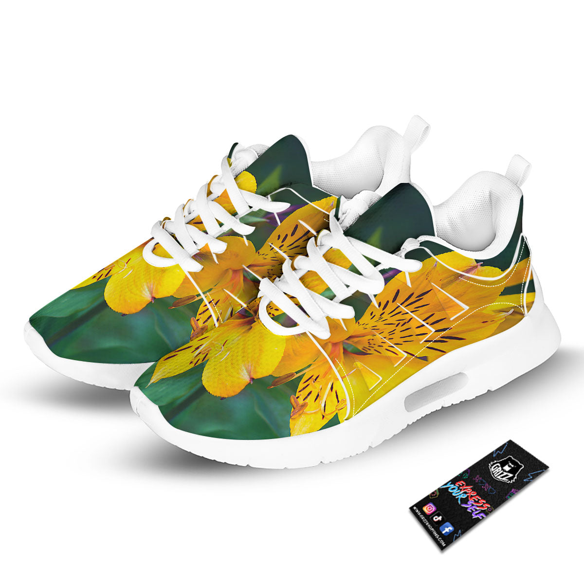 Alstroemeria Yellow Print Tennis Shoes-grizzshop