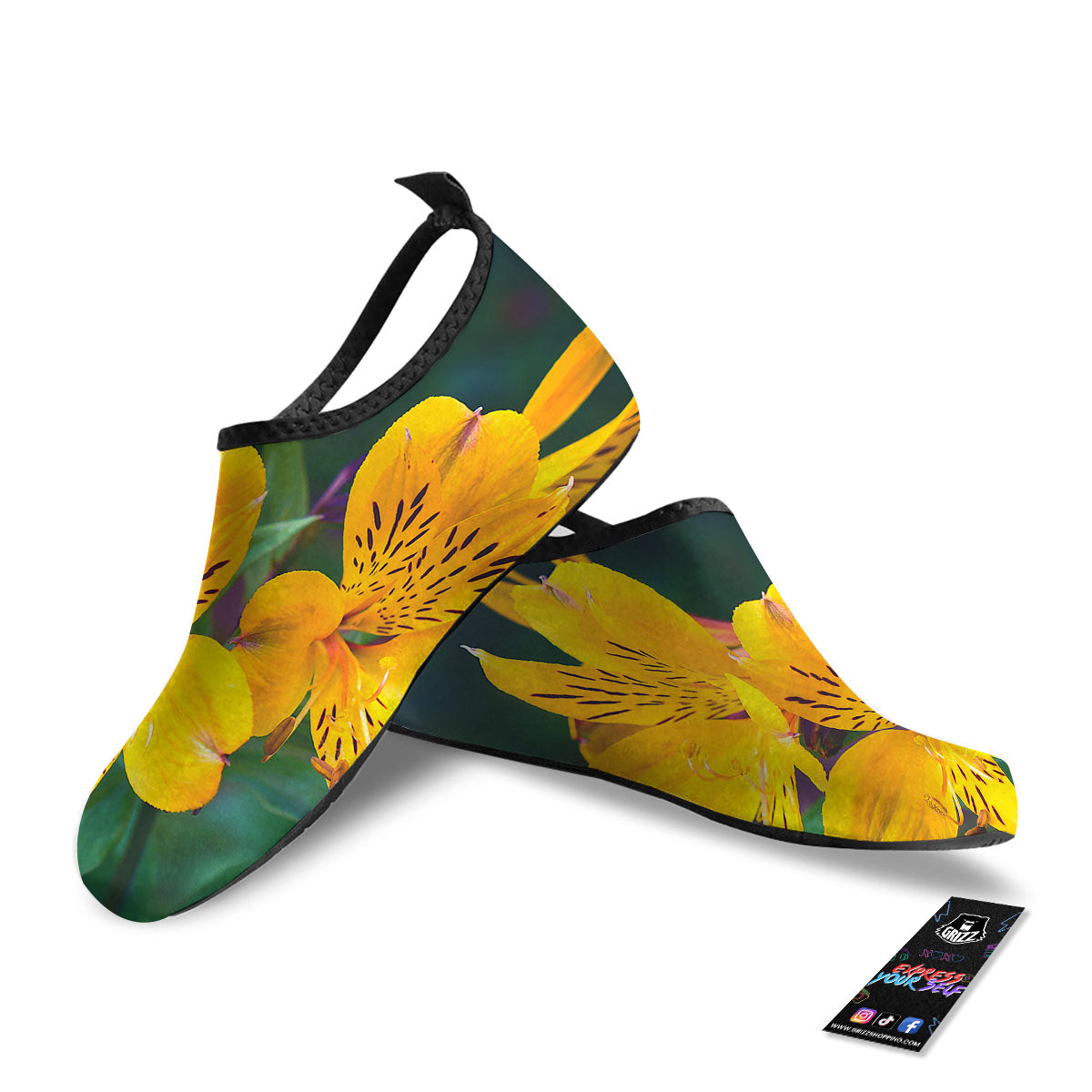 Alstroemeria Yellow Print Water Shoes-grizzshop