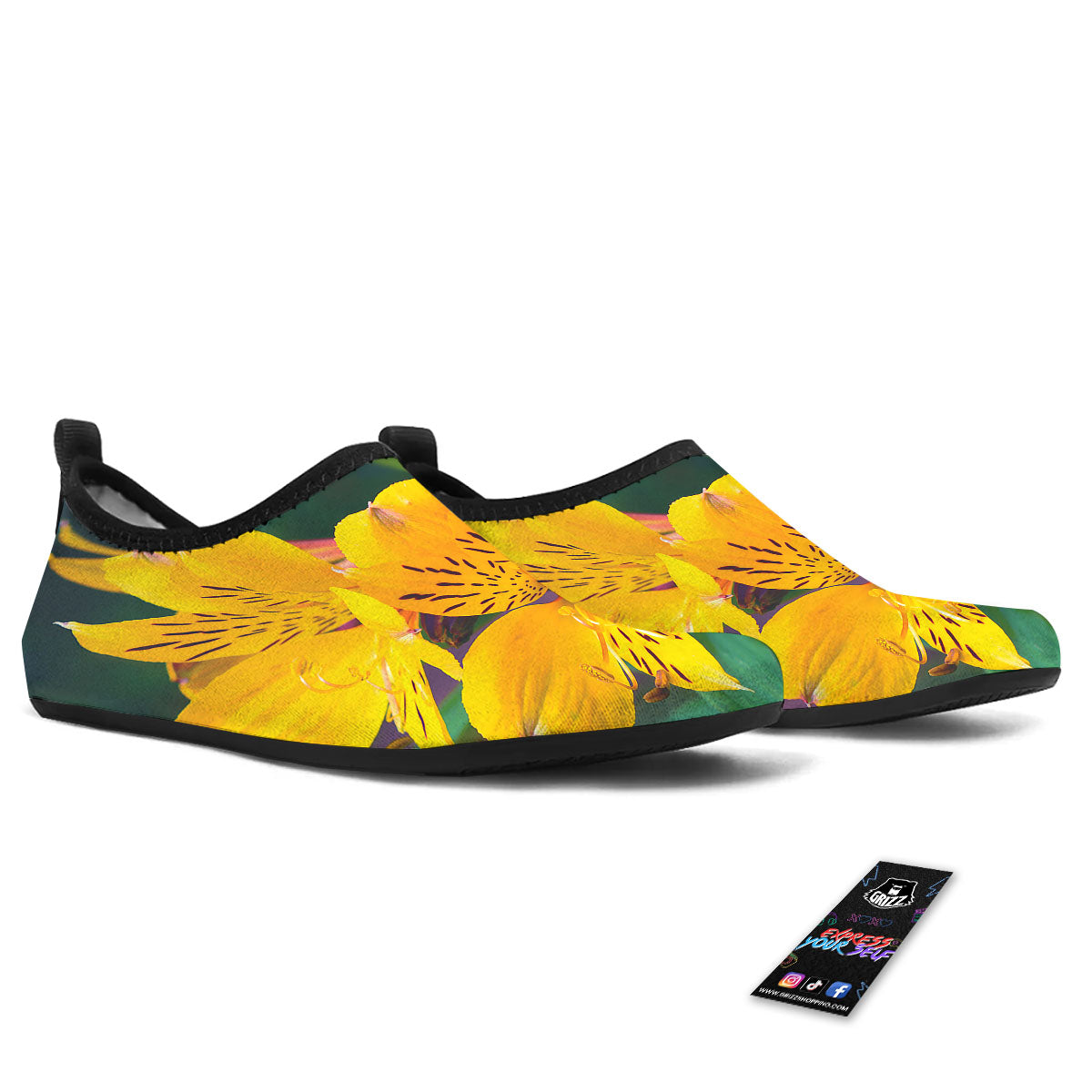 Alstroemeria Yellow Print Water Shoes-grizzshop