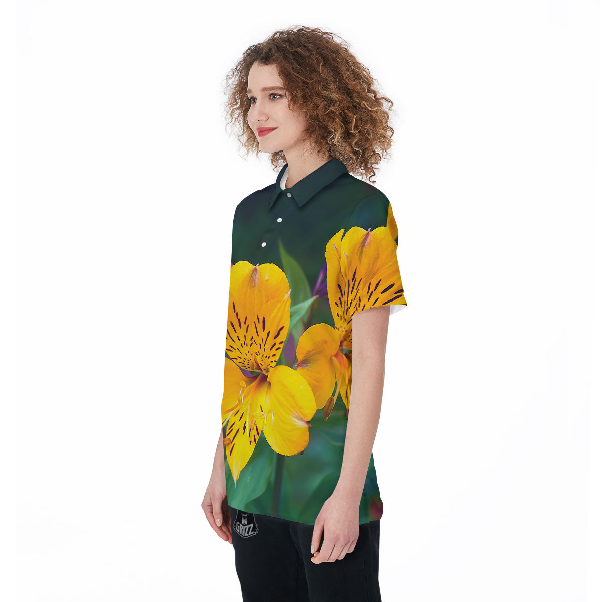 Alstroemeria Yellow Print Women's Golf Shirts-grizzshop