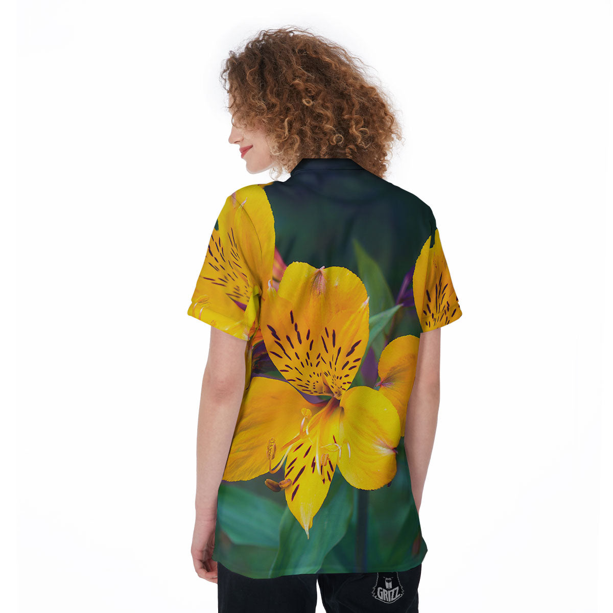 Alstroemeria Yellow Print Women's Golf Shirts-grizzshop